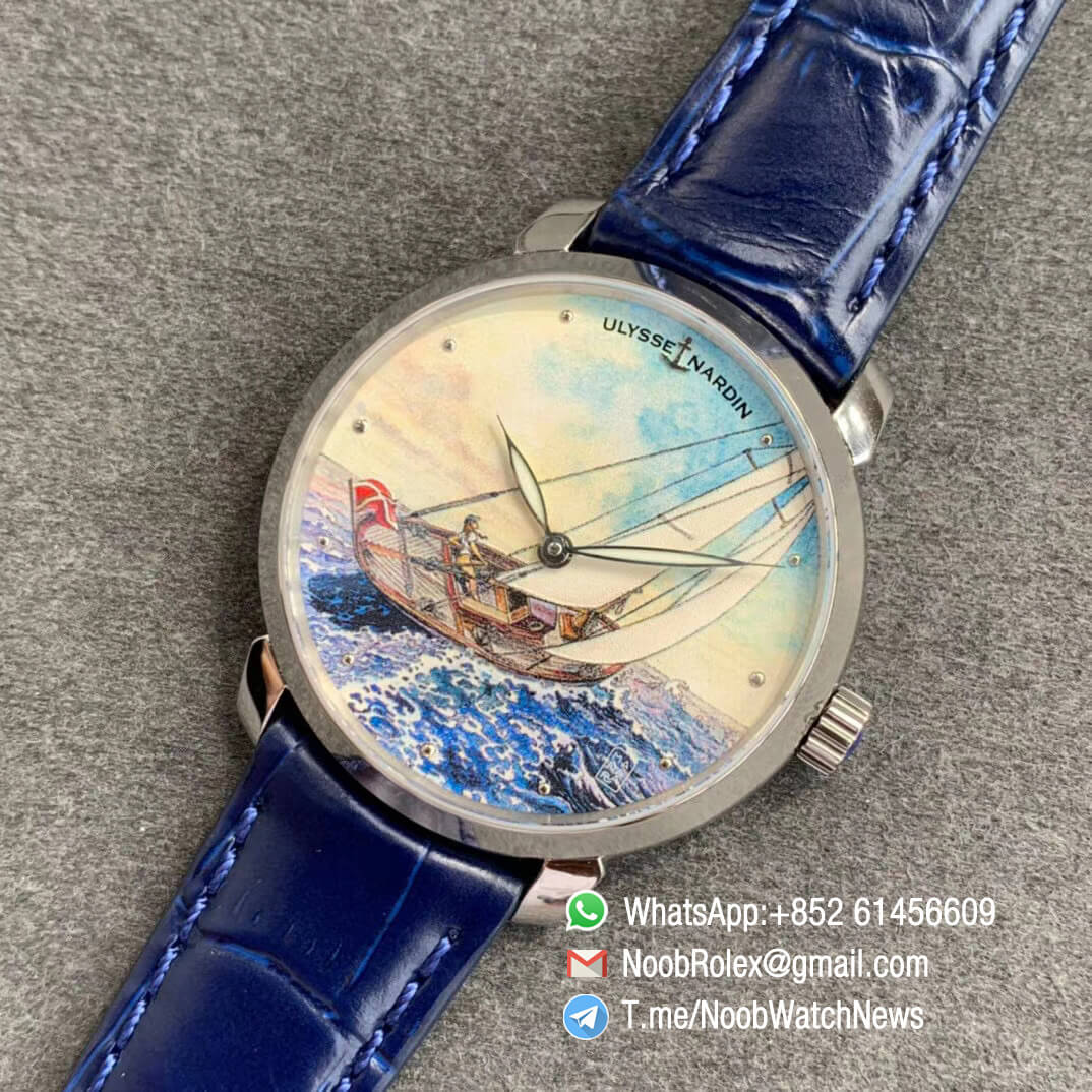 Sup Rep Ulysse Nardin Classico Manufacture 3203 136LE 2 MANARA01 Steel Case on Blue Leather Strap A2892 09
