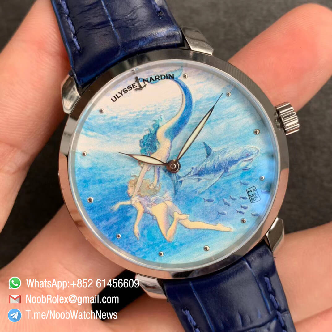 Sup Rep Ulysse Nardin Classico Manufacture 3203 136LE 2 MANARA05 Steel Case on Blue Leather Strap A2892 02