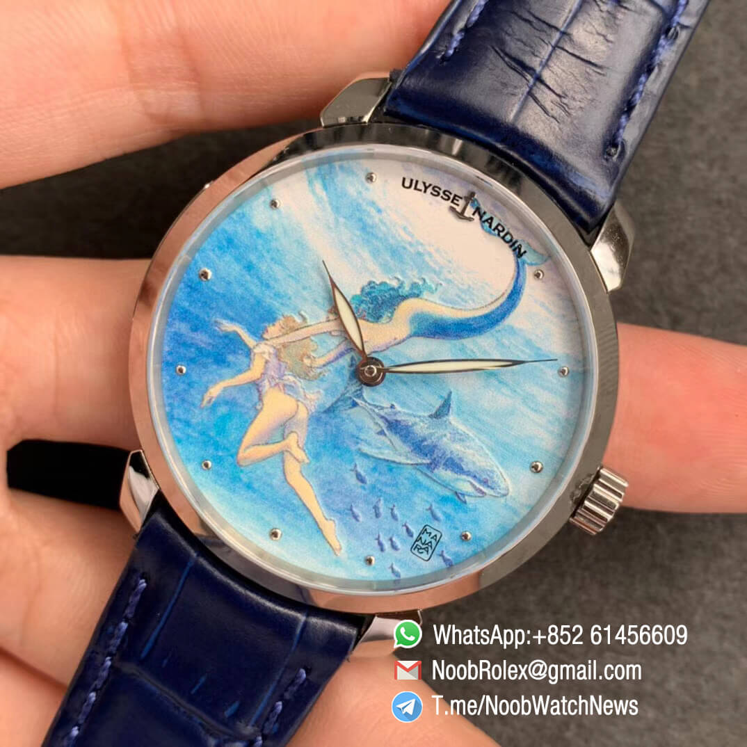 Sup Rep Ulysse Nardin Classico Manufacture 3203 136LE 2 MANARA05 Steel Case on Blue Leather Strap A2892 03