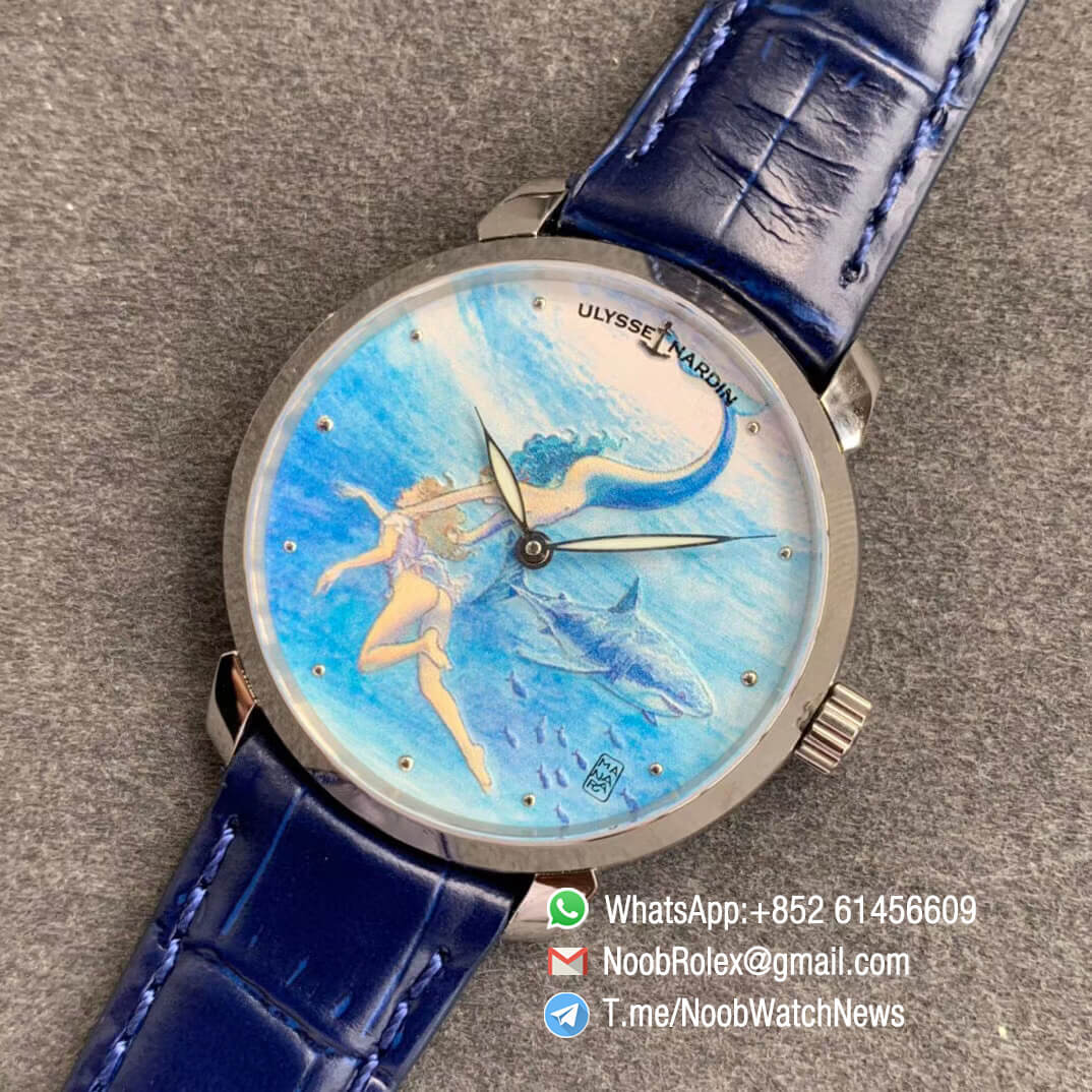 Sup Rep Ulysse Nardin Classico Manufacture 3203 136LE 2 MANARA05 Steel Case on Blue Leather Strap A2892 09