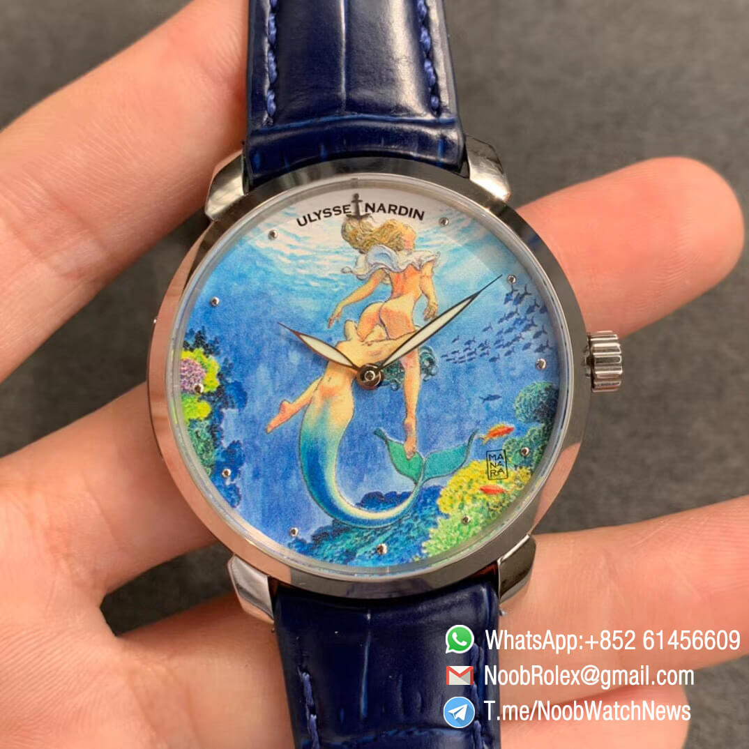 Sup Rep Ulysse Nardin Classico Manufacture 3203 136LE 2 MANARA06 Steel Case on Blue Leather Strap A2892 01