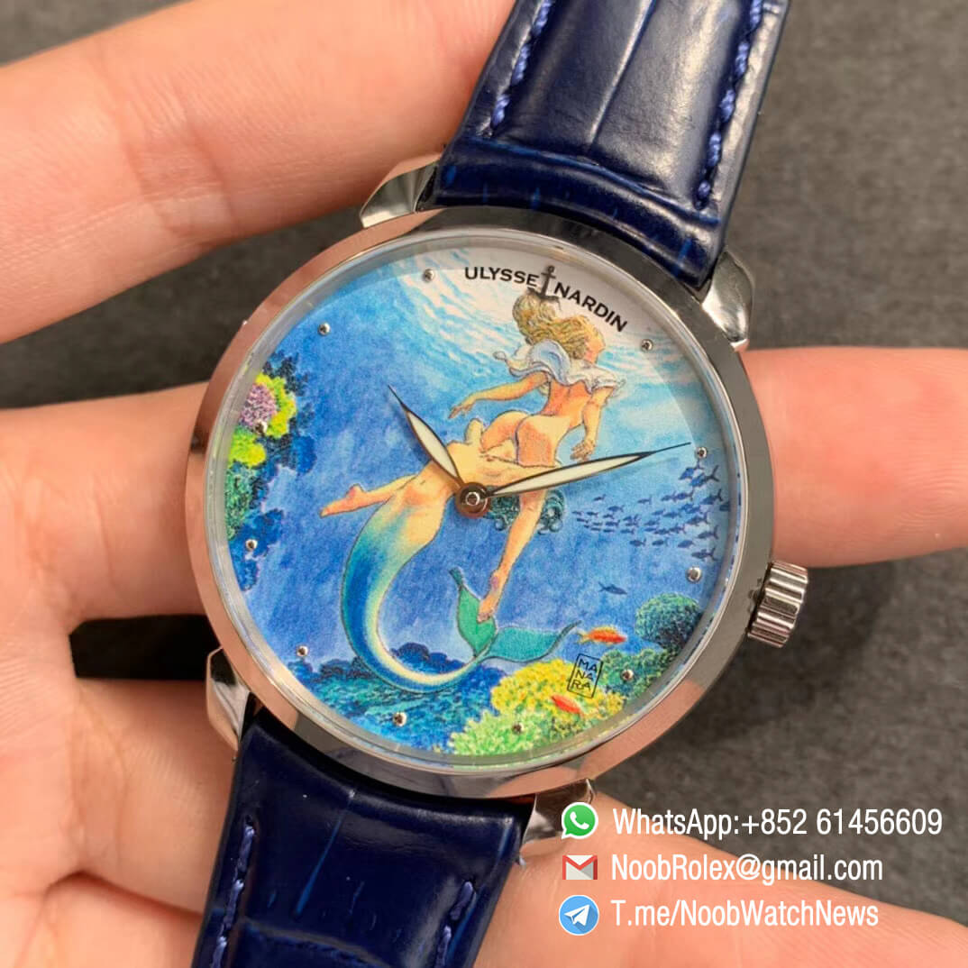Sup Rep Ulysse Nardin Classico Manufacture 3203 136LE 2 MANARA06 Steel Case on Blue Leather Strap A2892 03