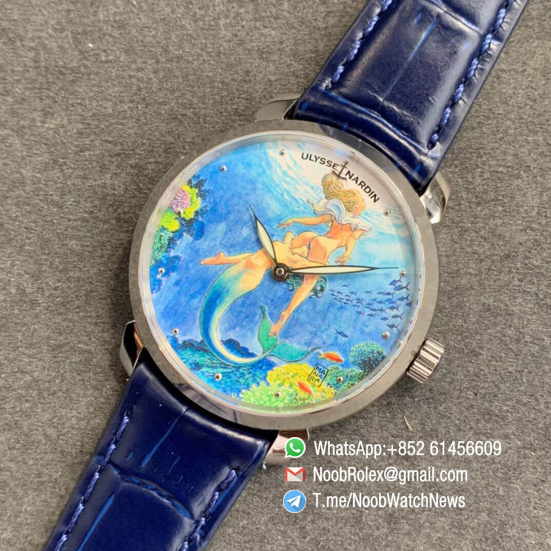 Sup Rep Ulysse Nardin Classico Manufacture 3203 136LE 2 MANARA06 Steel Case on Blue Leather Strap A2892 09
