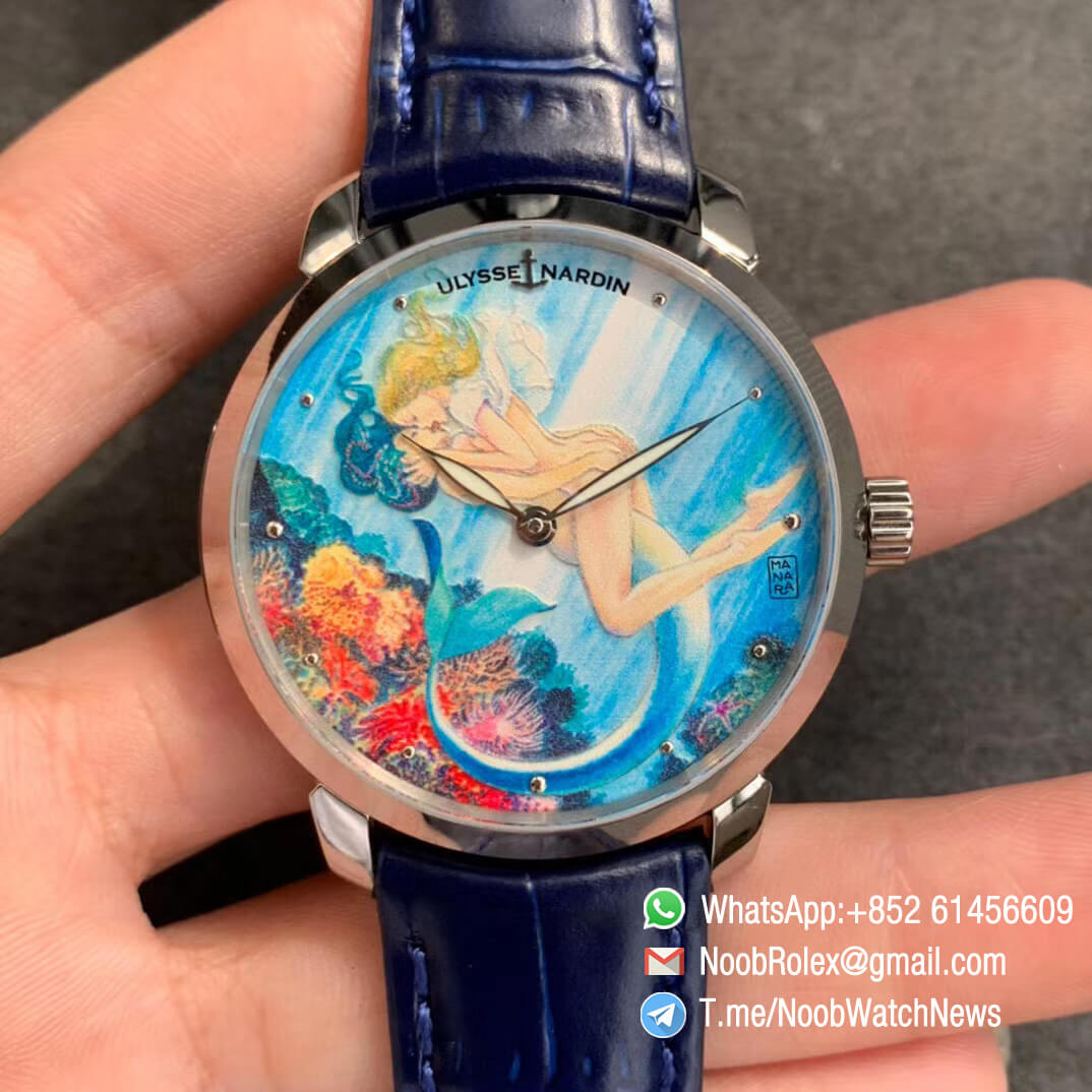 Sup Rep Ulysse Nardin Classico Manufacture 3203 136LE 2 MANARA07 Steel Case on Blue Leather Strap A2892 01