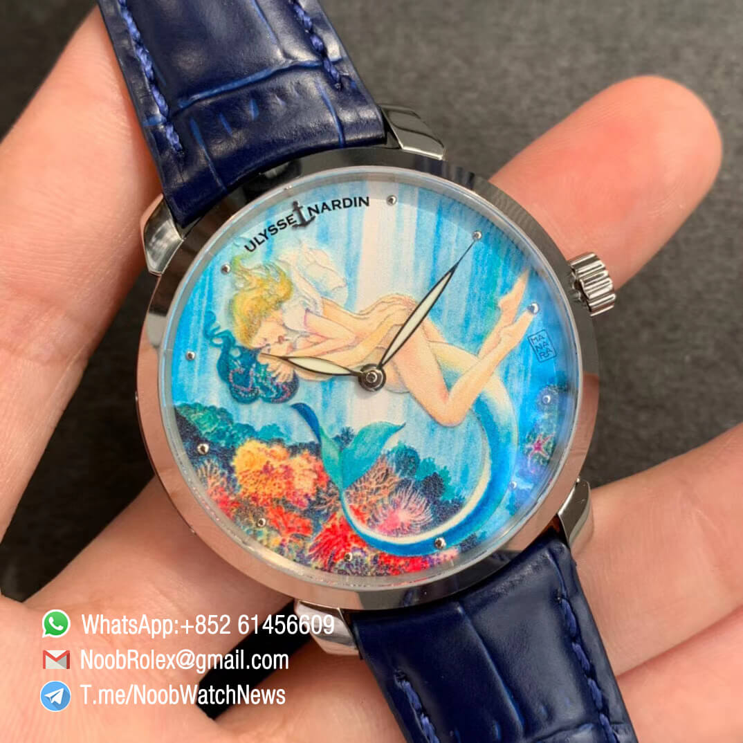 Sup Rep Ulysse Nardin Classico Manufacture 3203 136LE 2 MANARA07 Steel Case on Blue Leather Strap A2892 02