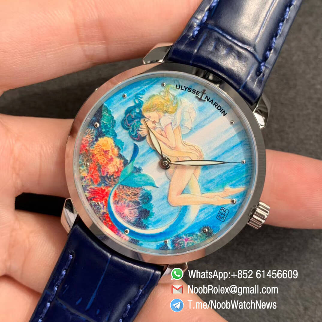 Sup Rep Ulysse Nardin Classico Manufacture 3203 136LE 2 MANARA07 Steel Case on Blue Leather Strap A2892 03
