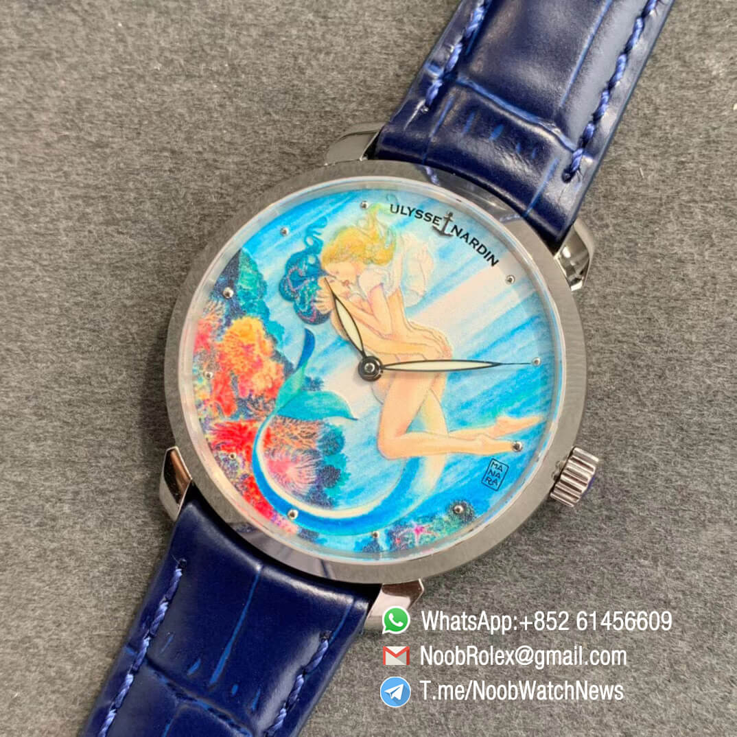 Sup Rep Ulysse Nardin Classico Manufacture 3203 136LE 2 MANARA07 Steel Case on Blue Leather Strap A2892 09