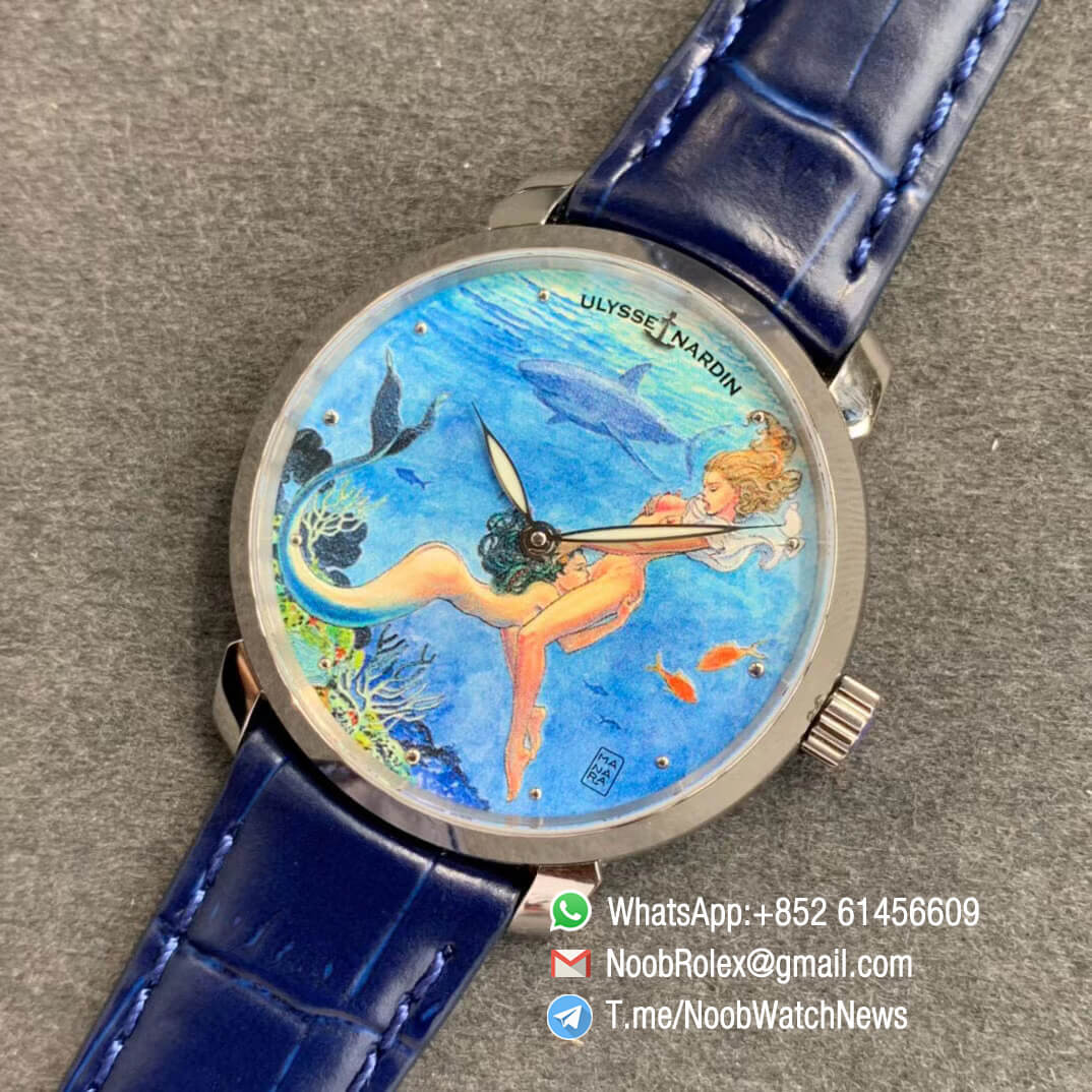 Sup Rep Ulysse Nardin Classico Manufacture 3203 136LE 2 MANARA08 Steel Case on Blue Leather Strap A2892 09