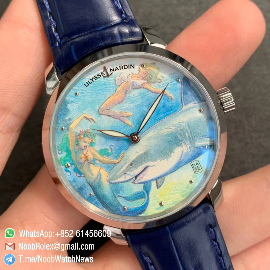 Sup Rep Ulysse Nardin Classico Manufacture 3203 136LE 2 MANARA09 Steel Case on Blue Leather Strap A2892 02