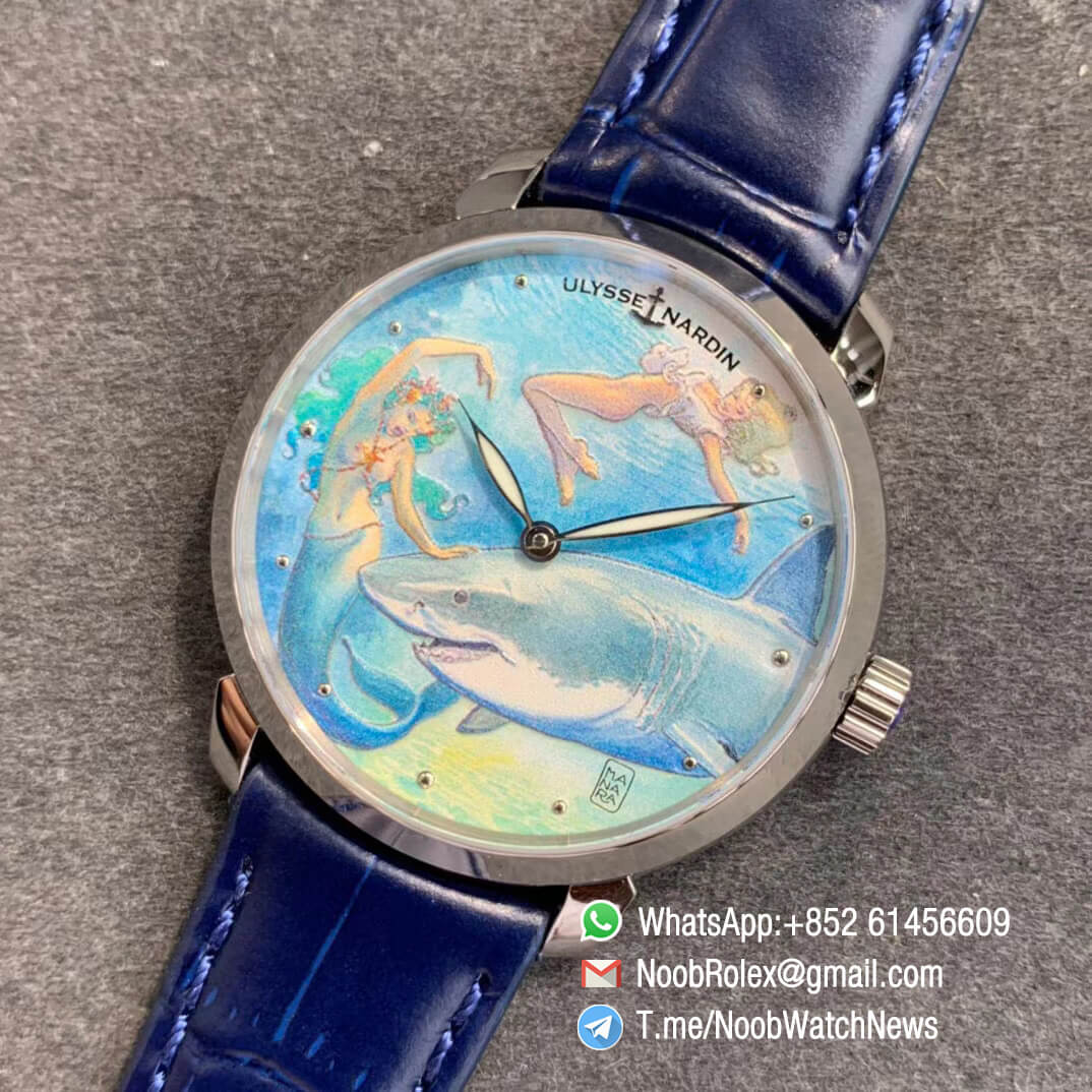 Sup Rep Ulysse Nardin Classico Manufacture 3203 136LE 2 MANARA09 Steel Case on Blue Leather Strap A2892 09