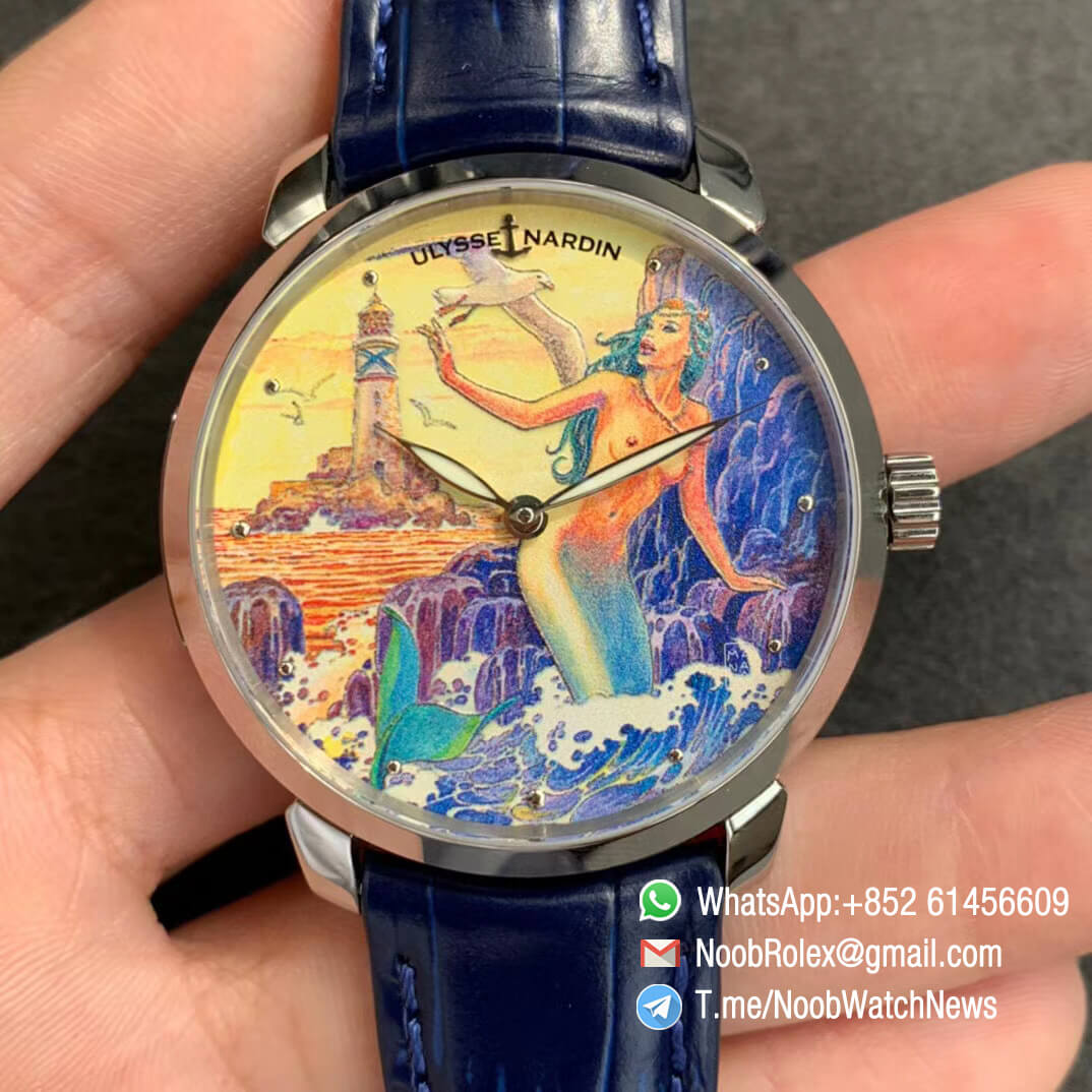 Sup Rep Ulysse Nardin Classico Manufacture 3203 136LE 2 MANARA10 Steel Case on Blue Leather Strap A2892 01