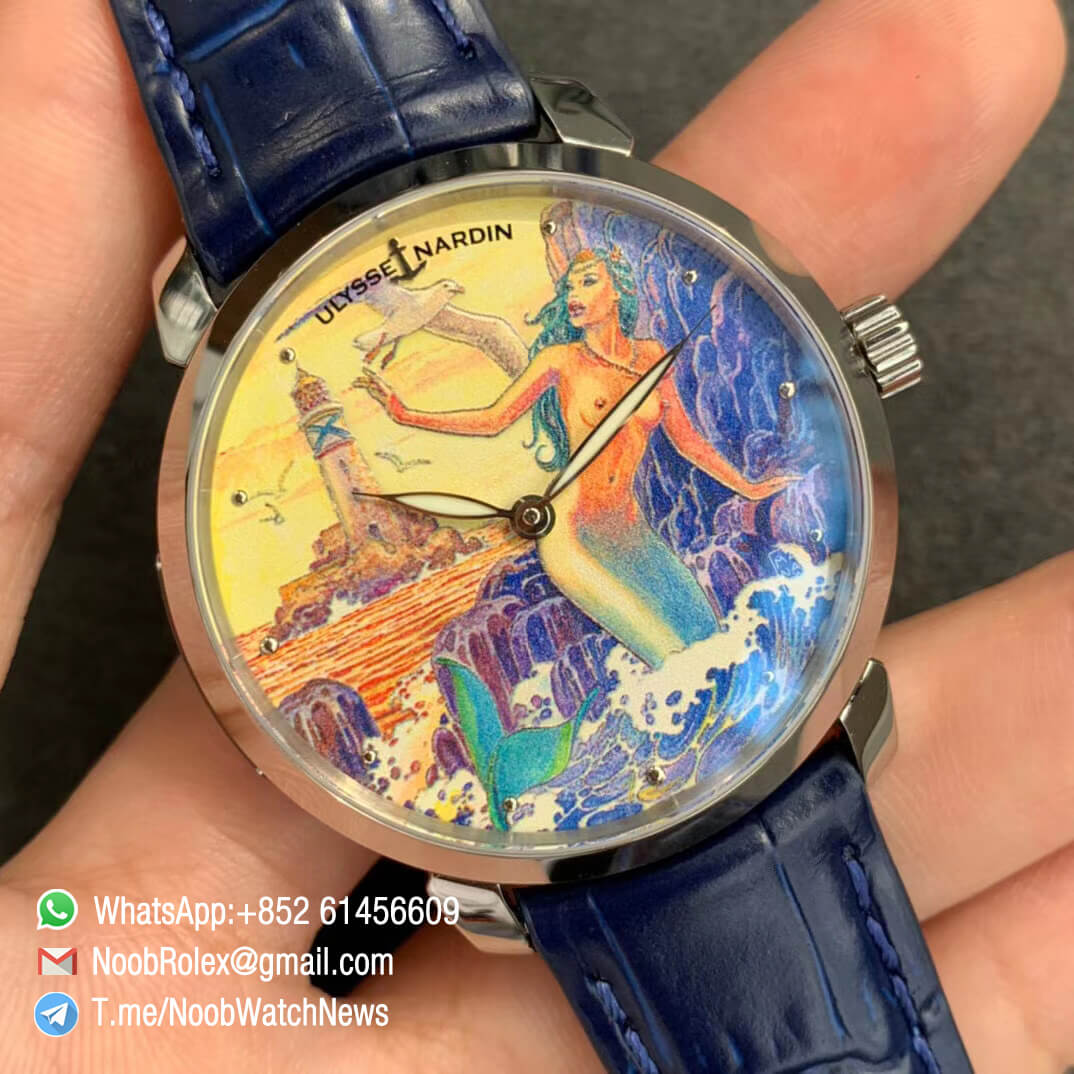 Sup Rep Ulysse Nardin Classico Manufacture 3203 136LE 2 MANARA10 Steel Case on Blue Leather Strap A2892 02
