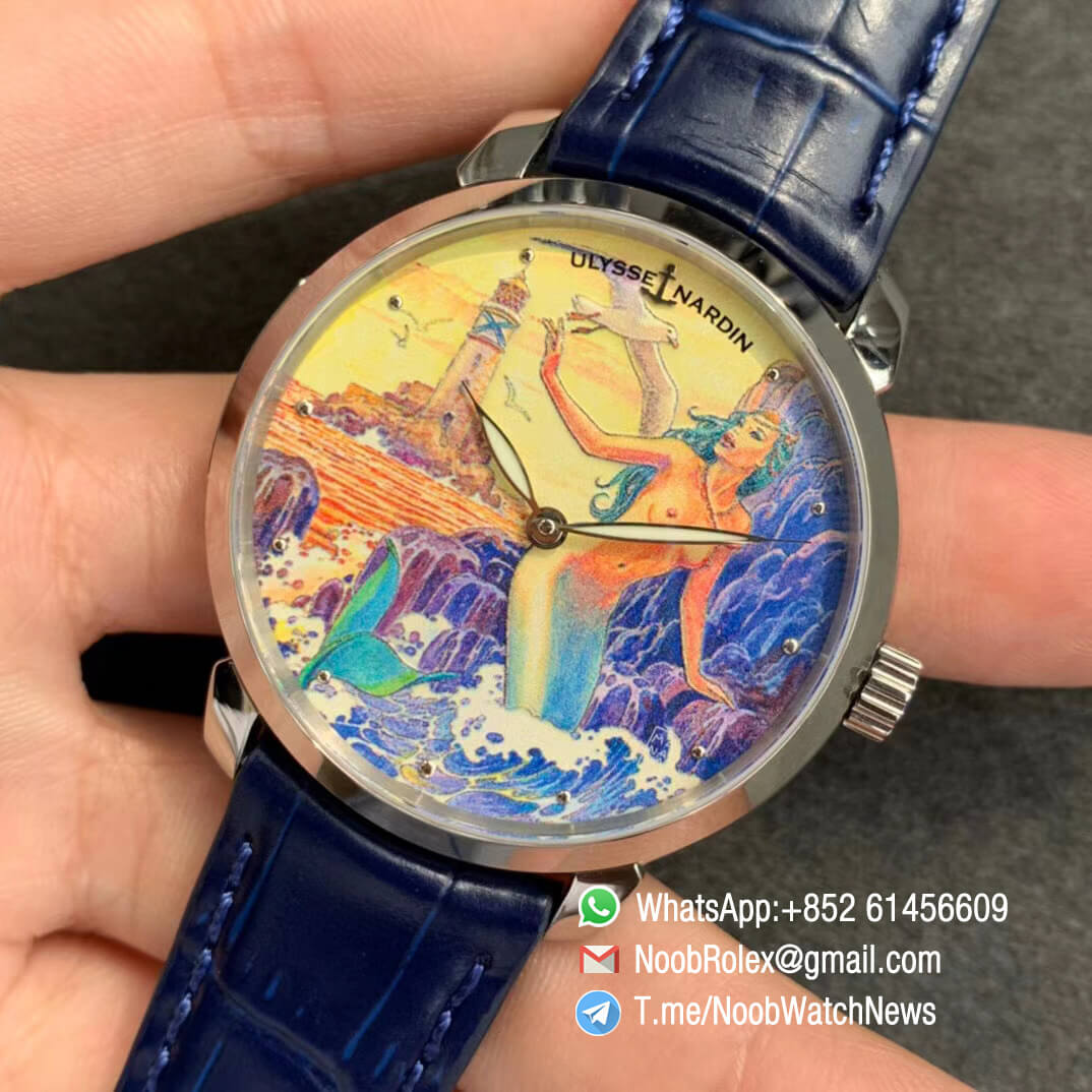 Sup Rep Ulysse Nardin Classico Manufacture 3203 136LE 2 MANARA10 Steel Case on Blue Leather Strap A2892 03