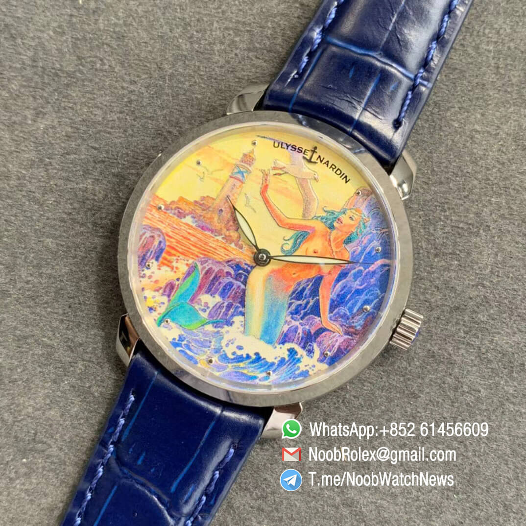 Sup Rep Ulysse Nardin Classico Manufacture 3203 136LE 2 MANARA10 Steel Case on Blue Leather Strap A2892 09