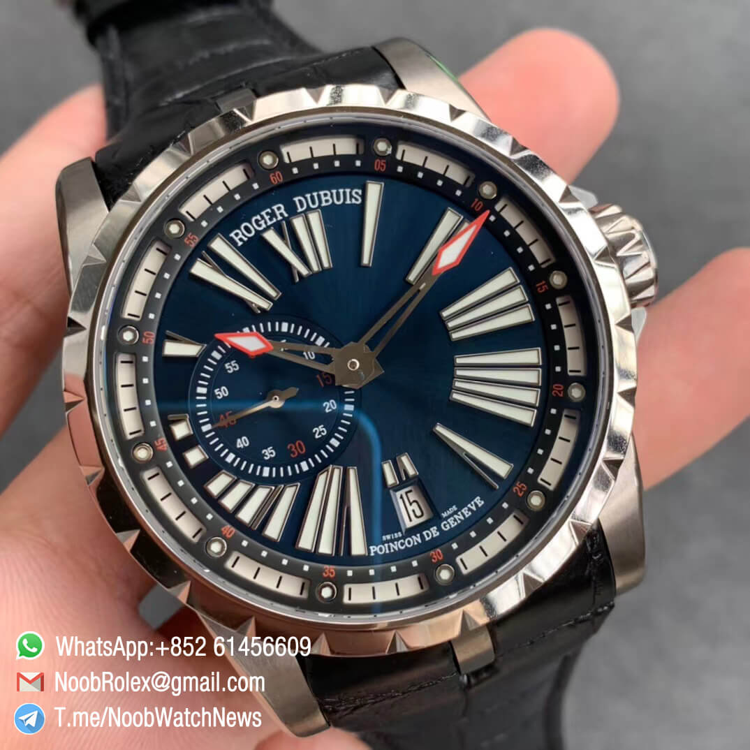 TBF Top Replica Roger Dubuis Excalibur DBEX0543 Blue Dial with Roman Markers Caliber RD640 02
