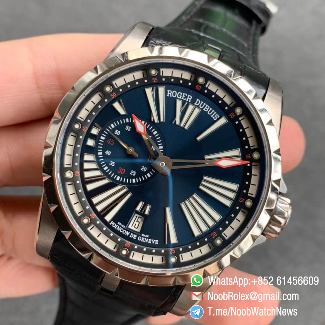 TBF Top Replica Roger Dubuis Excalibur DBEX0543 Blue Dial with Roman Markers Caliber RD640 03