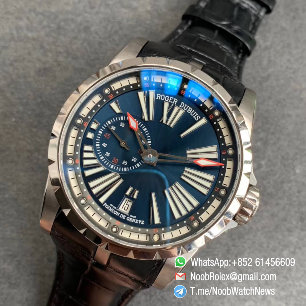TBF Top Replica Roger Dubuis Excalibur DBEX0543 Blue Dial with Roman Markers Caliber RD640 09