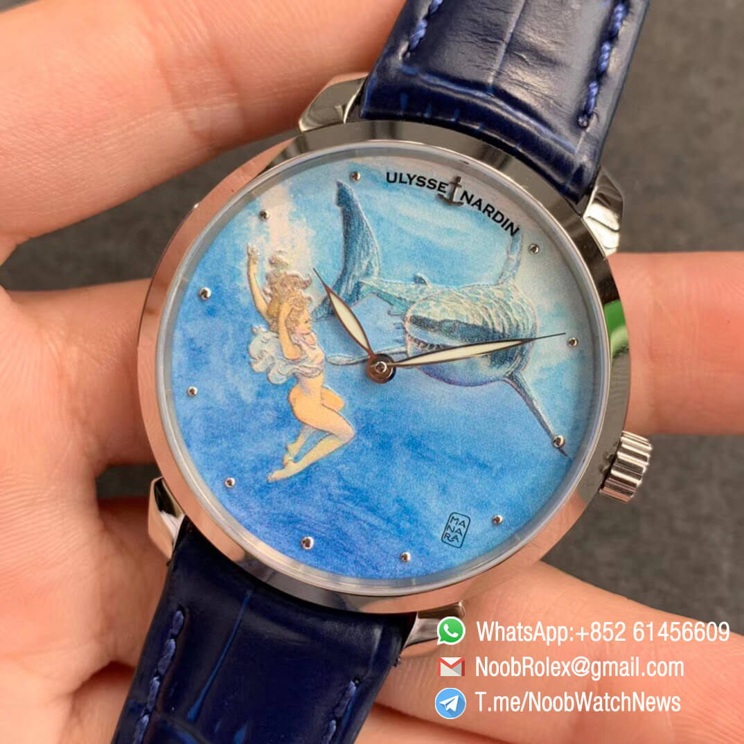 Ulysse Nardin Classico Manufacture 3203 136LE 2 Manara 04 Steel Case on Blue Leather Strap A2892 FKF Best Edition 03 Ulysse Nardin Classico Manufacture 3203 136LE 2 Manara 04 Steel Case on Blue Leather Strap A2892 FKF Best Edition 03