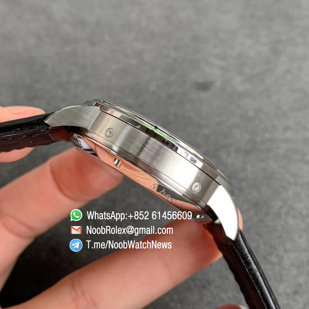 V9F Sup Rep Glashutte Original Excellence Panorama Date MoonPhase Steel Cawe White Dial on Black Leather Strap A100 06