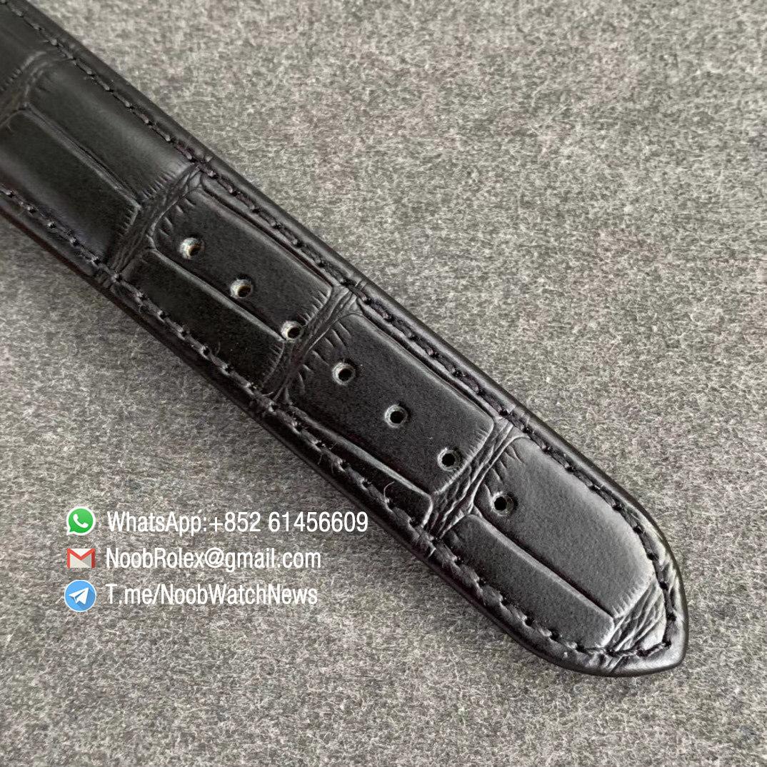 V9F Sup Rep Glashutte Original Excellence Panorama Date MoonPhase Steel Cawe White Dial on Black Leather Strap A100 08