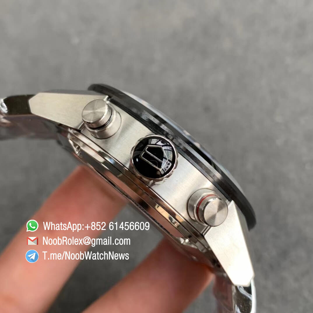 XF Top Fake Tag Heuer Carrera Heuer 01 Chrono Steel Case Black Dial on Steel Bracelet A1887 04