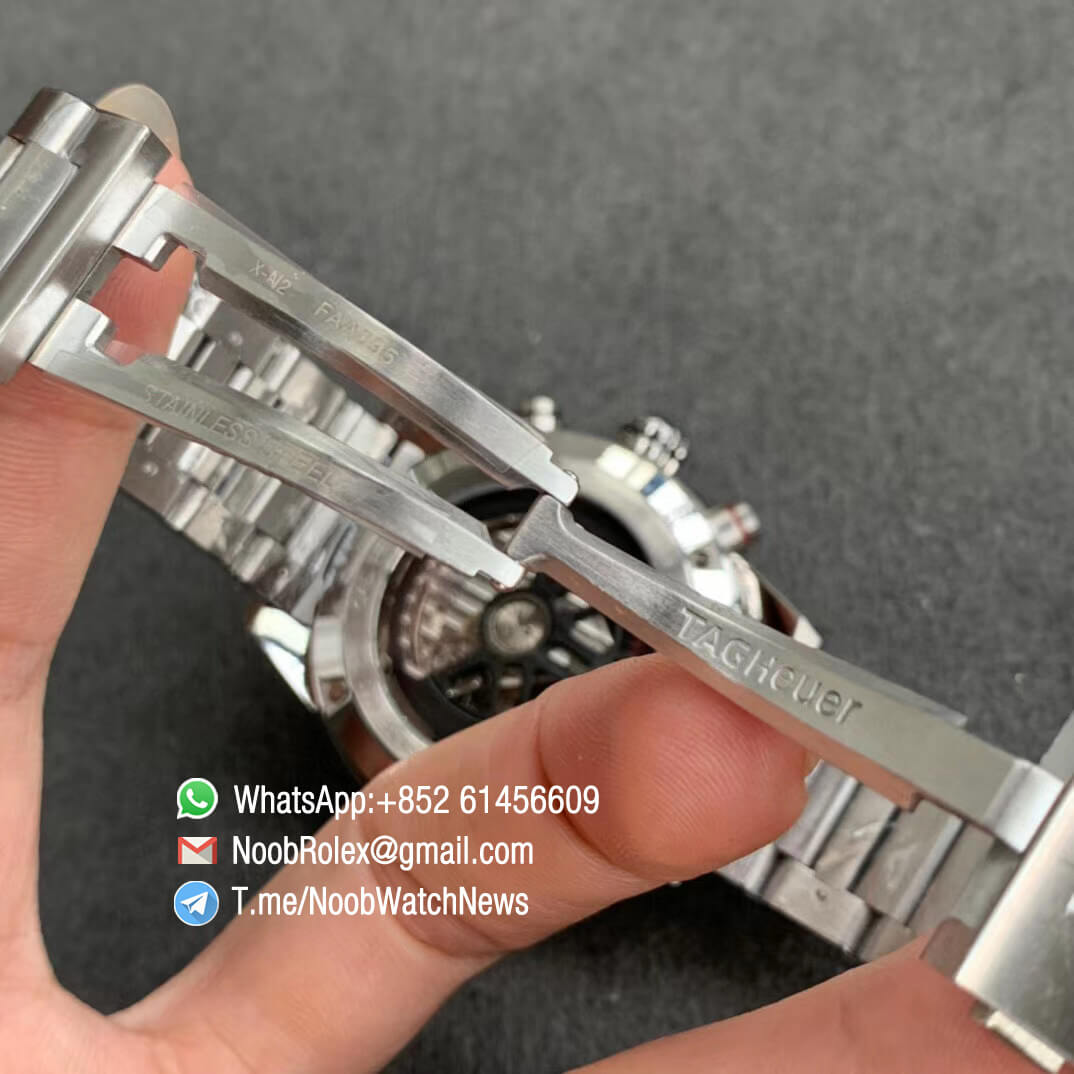 XF Top Fake Tag Heuer Carrera Heuer 01 Chrono Steel Case Black Dial on Steel Bracelet A1887 07