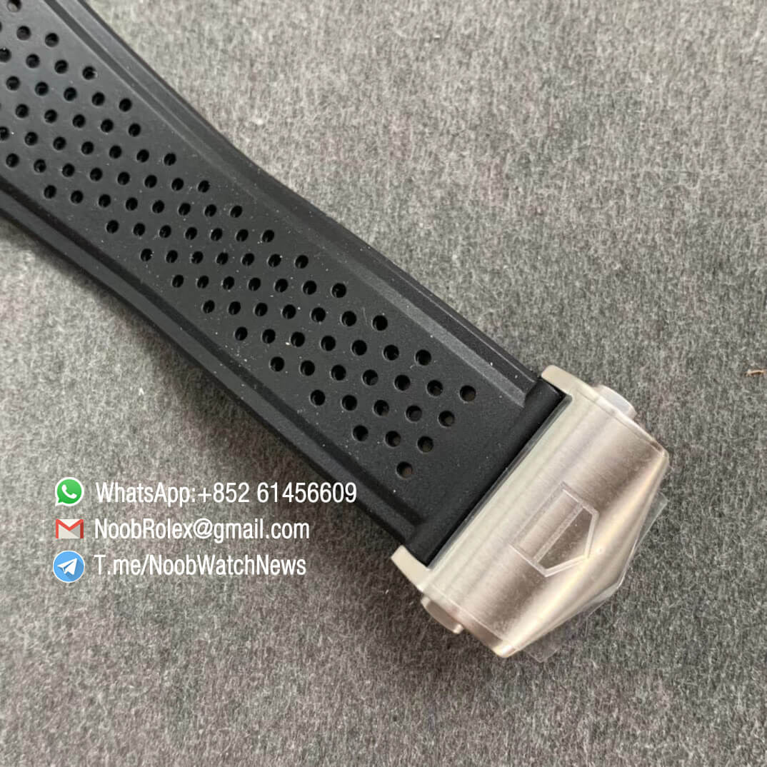 XF Top Replica Tag Heuer Calibre Heuer 01 Chronograph Steel Case Black Dial on Black Rubber Strap A1887 06