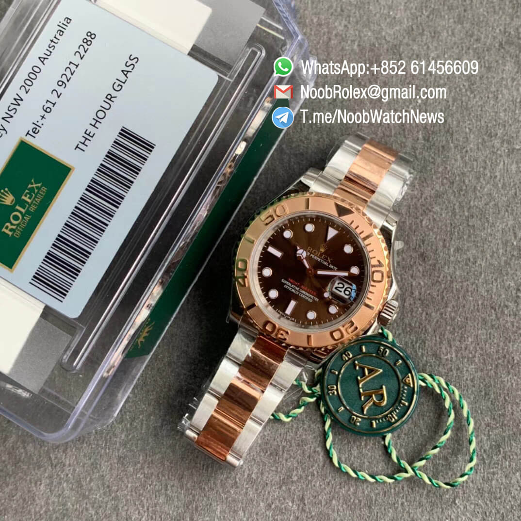 Yacht Master 116621 Steel Case Rose Gold Bezel Brown Dial on Steel Rose Gold Bracelet A2824 ARF Best Edition V2 09