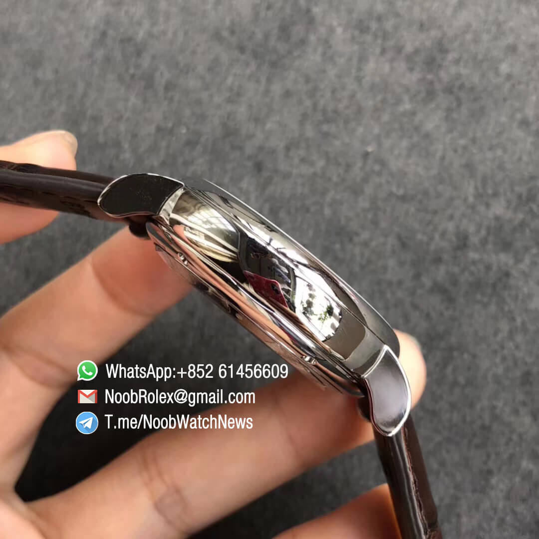 ZF Top Fake Portofino Chronograph IW3910 27 Steel Case 42mm Silver Dial Day Date on Brown Leather Strap A7750 05