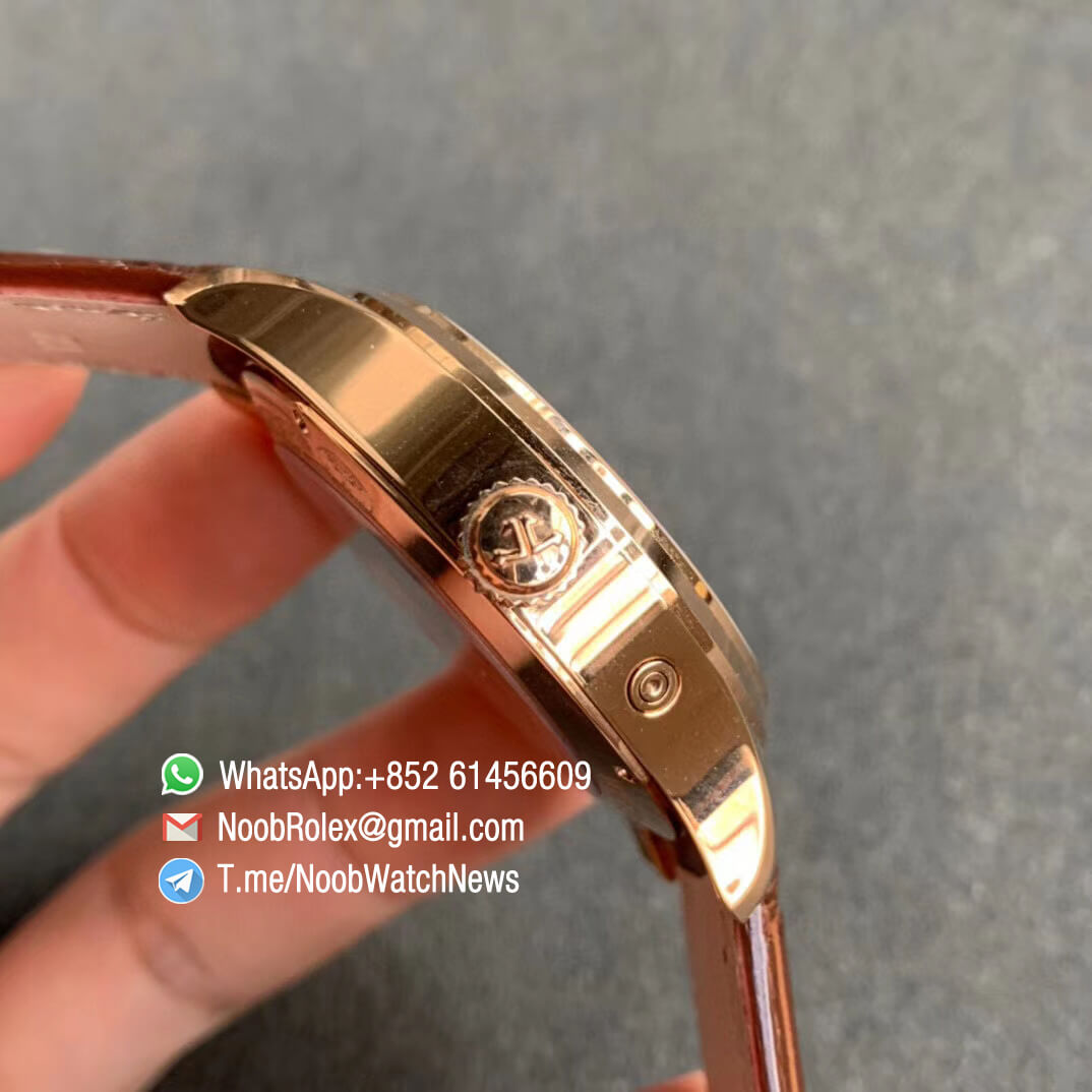 ZF Top Rep Jaeger LeCoultre Master Geographic Real Power Reserve Rose Gold White Dial on Brown Leather Strap A939 04