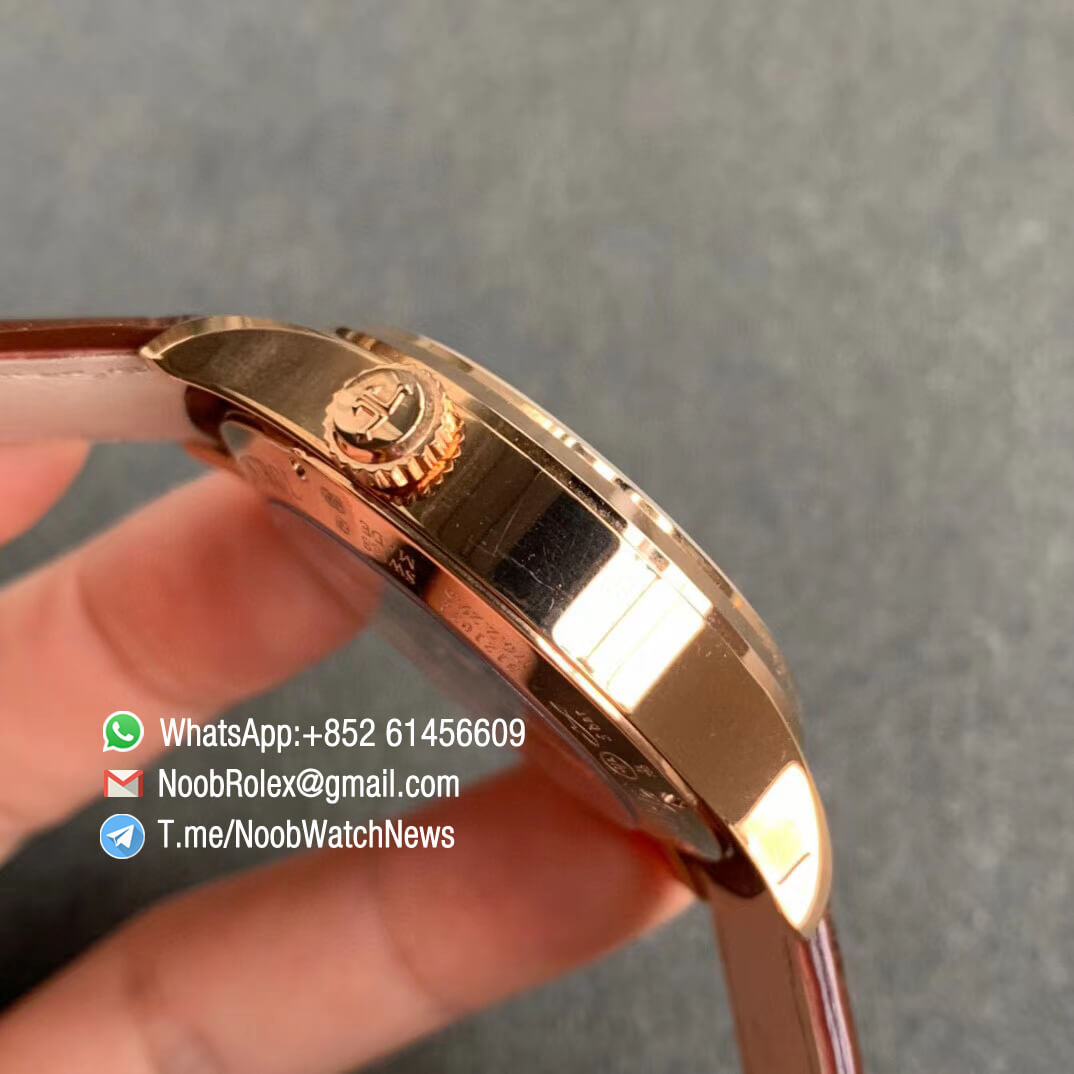 ZF Top Rep Jaeger LeCoultre Master Geographic Real Power Reserve Rose Gold White Dial on Brown Leather Strap A939 05