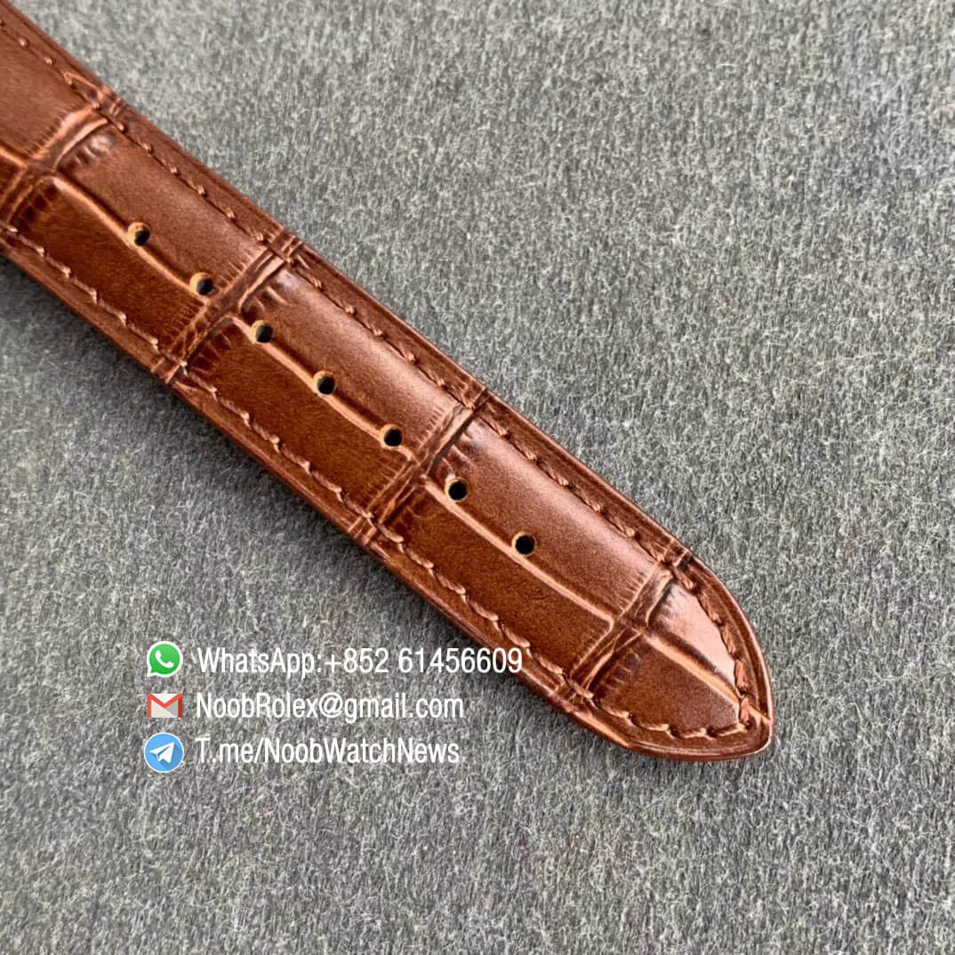 ZF Top Rep Jaeger LeCoultre Master Geographic Real Power Reserve Rose Gold White Dial on Brown Leather Strap A939 07