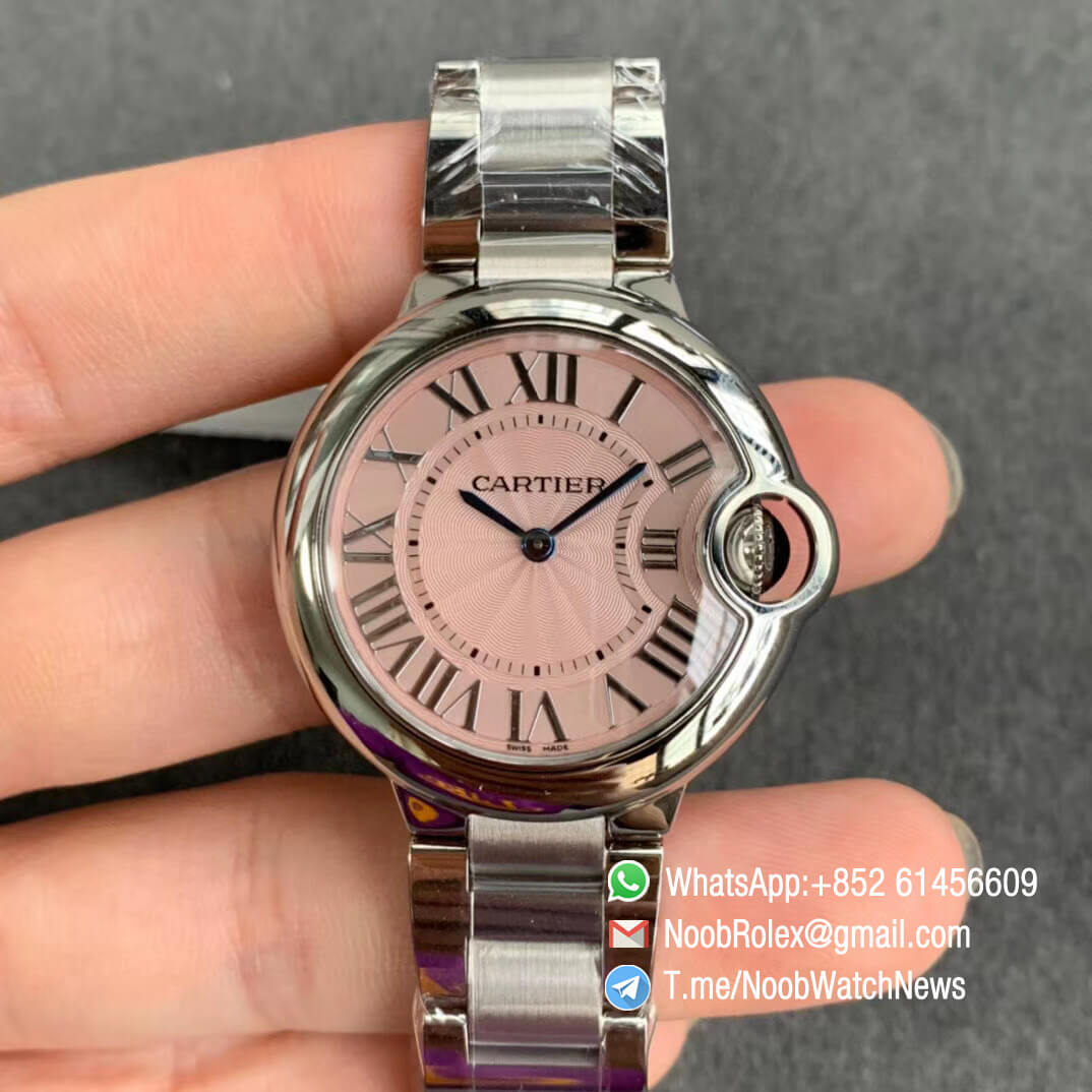 Ballon Bleu 33mm WSBB0033 Steel Case Bracelet Pink Dial with Swiss Ronda Quartz Comes with Warranty Card V6F V7 Best Edition 01