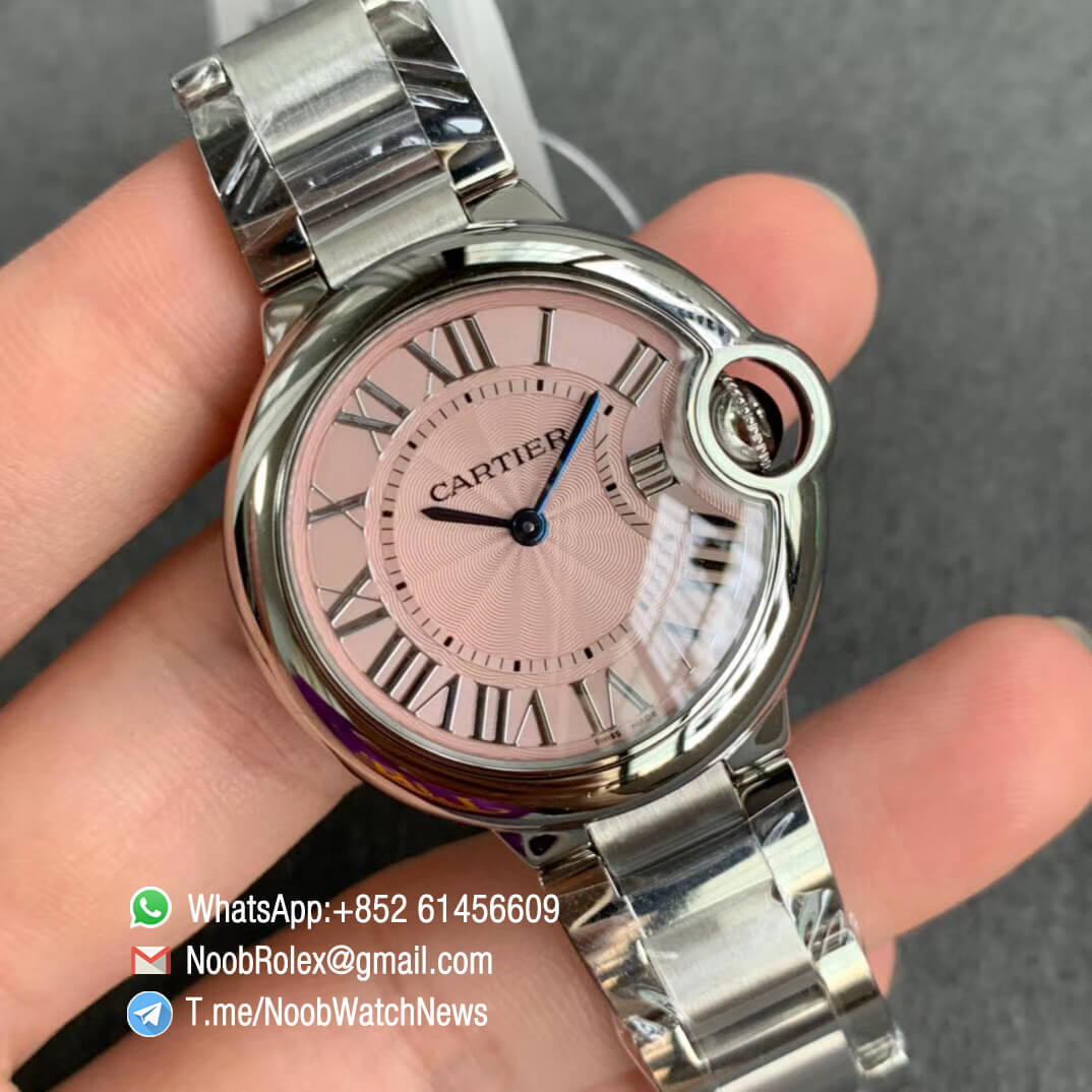 Ballon Bleu 33mm WSBB0033 Steel Case Bracelet Pink Dial with Swiss Ronda Quartz Comes with Warranty Card V6F V7 Best Edition 02