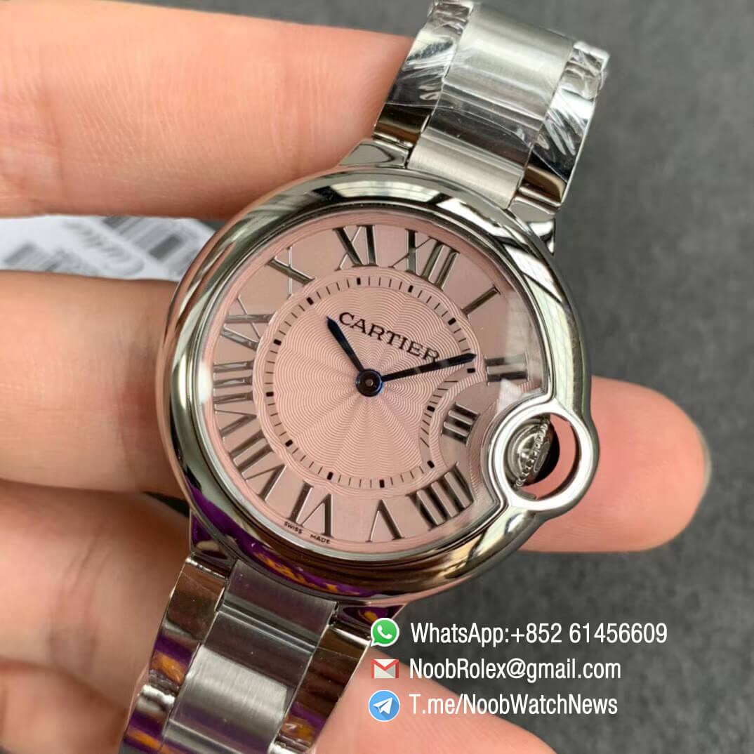 Ballon Bleu 33mm WSBB0033 Steel Case Bracelet Pink Dial with Swiss Ronda Quartz Comes with Warranty Card V6F V7 Best Edition 03