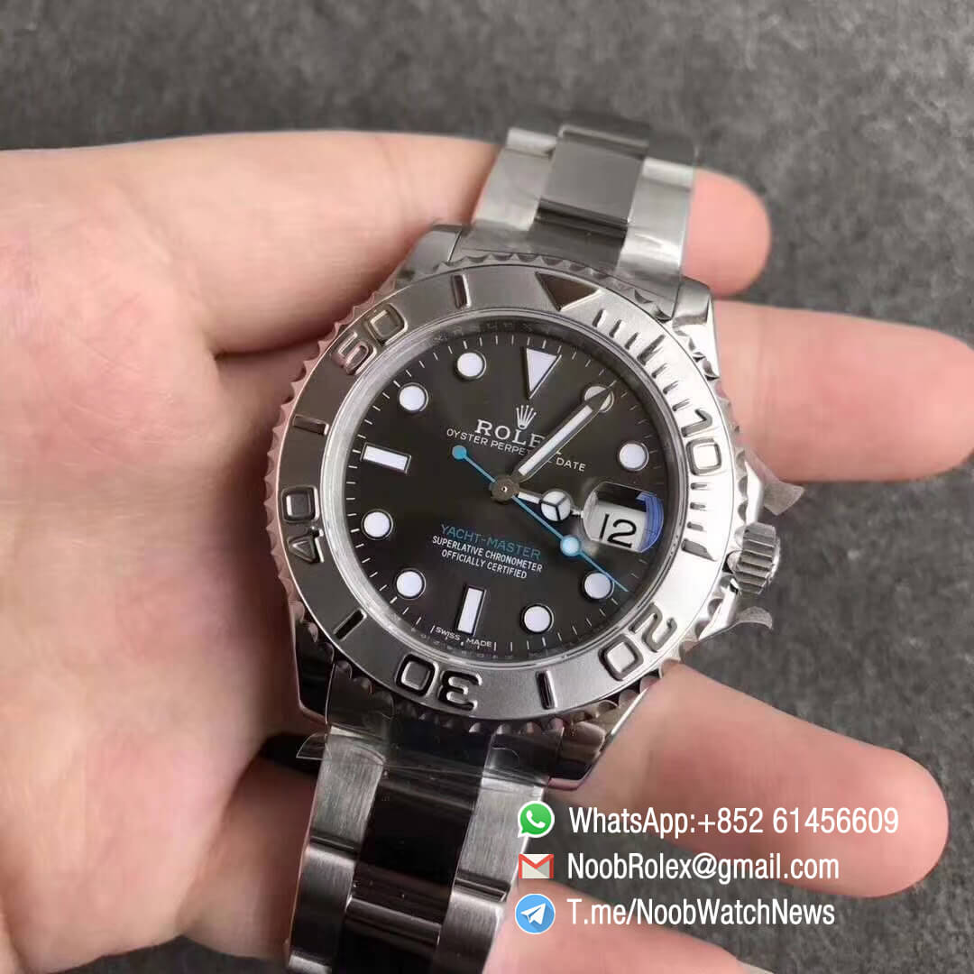 Best Rolexes Yachtmaster 37mm 268622 Ladies Watch Gray Dial 904L Steel Case and Bracelet A2824 ARF Replica Rolexes for Sale 02