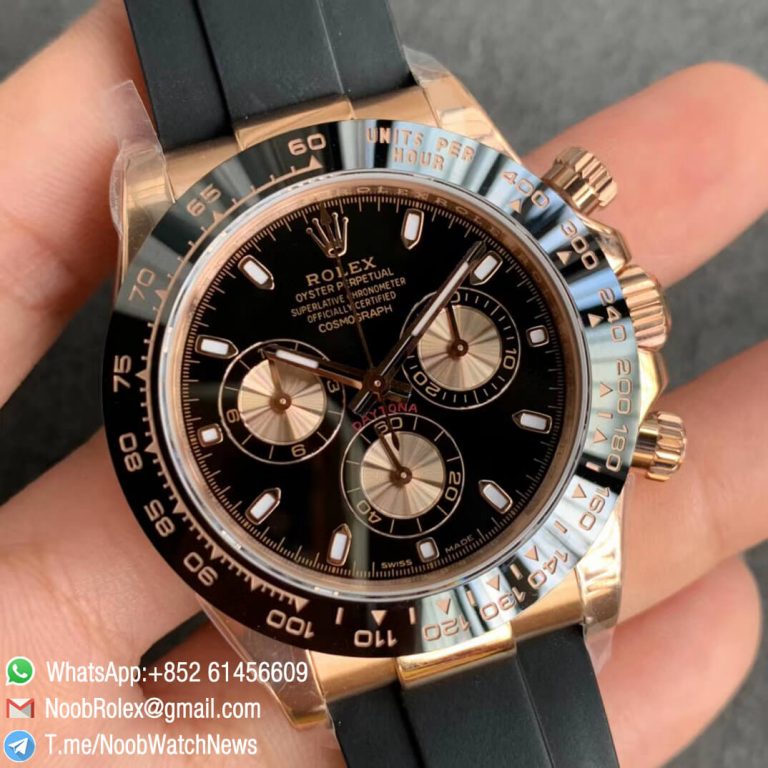 China Noob Factory Watch Rolex Daytona 116515 Rose Gold Case Black Dial