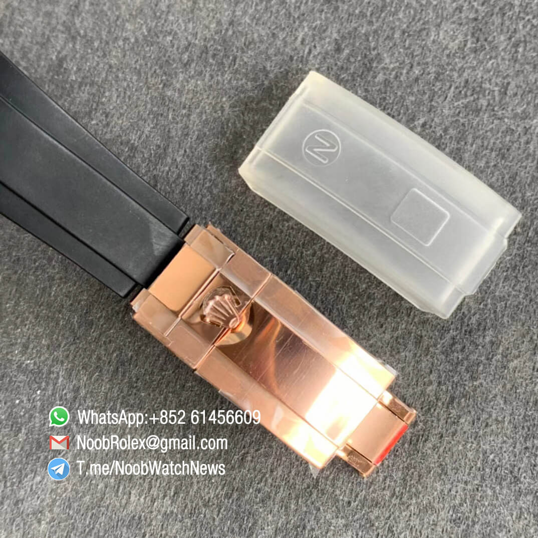 China Noob Factory Watch Rolex Daytona 116515 Rose Gold Case Black Dial with Rose Gold Sub Dial on Black Rubber Strap SA4130 V3 06