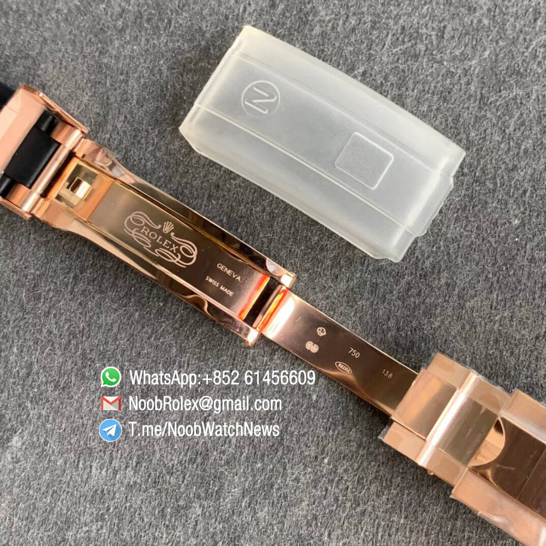China Noob Factory Watch Rolex Daytona 116515 Rose Gold Case Black Dial with Rose Gold Sub Dial on Black Rubber Strap SA4130 V3 07