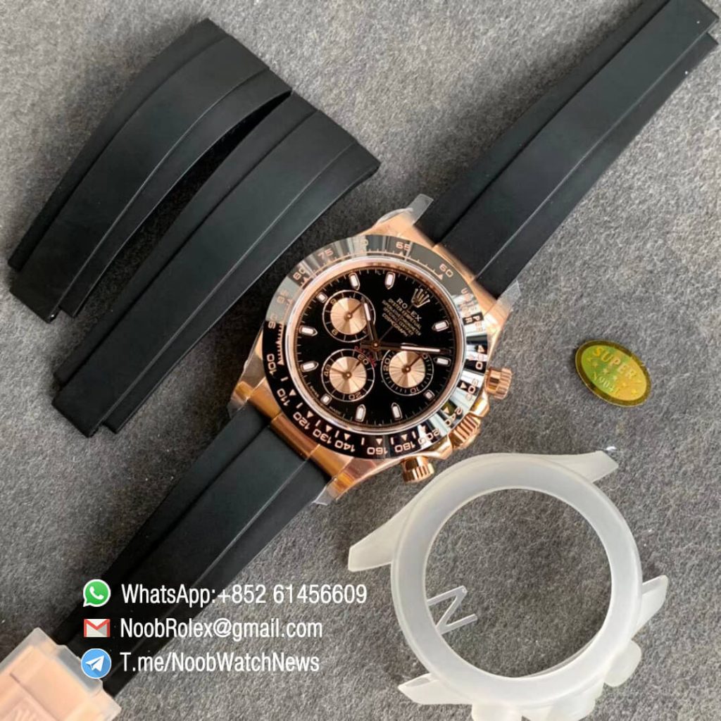 China Noob Factory Watch Rolex Daytona 116515 Rose Gold Case Black Dial