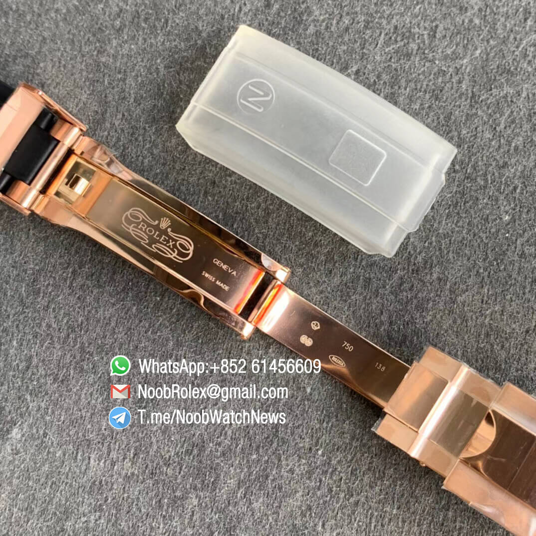 China Noob Factory Watch Rolex Daytona 116515 Rose Gold Case White Dial on Black Rubber Strap SA4130 V3 07