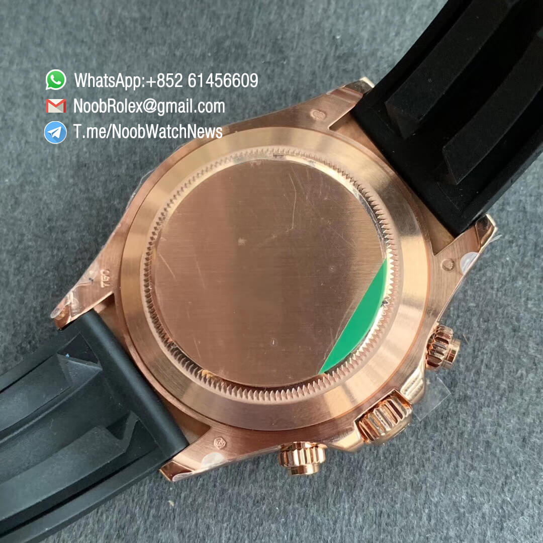 China Noob Watch Rolex Daytona 116515 Rose Gold Case Black Dial with Rose Gold Sub Dial on Black Rubber Strap SA4130 V3 08