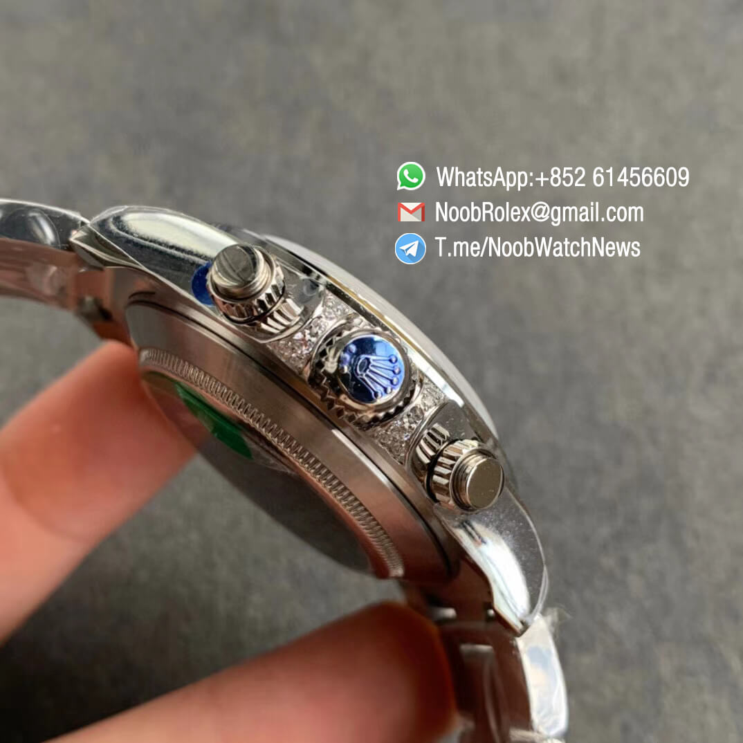 Fake Diamond Rolex Daytona 116599RBOW Steel Case Rainbow Crystal Bezel Black Dial Diamond Markers A4130 BLF 04