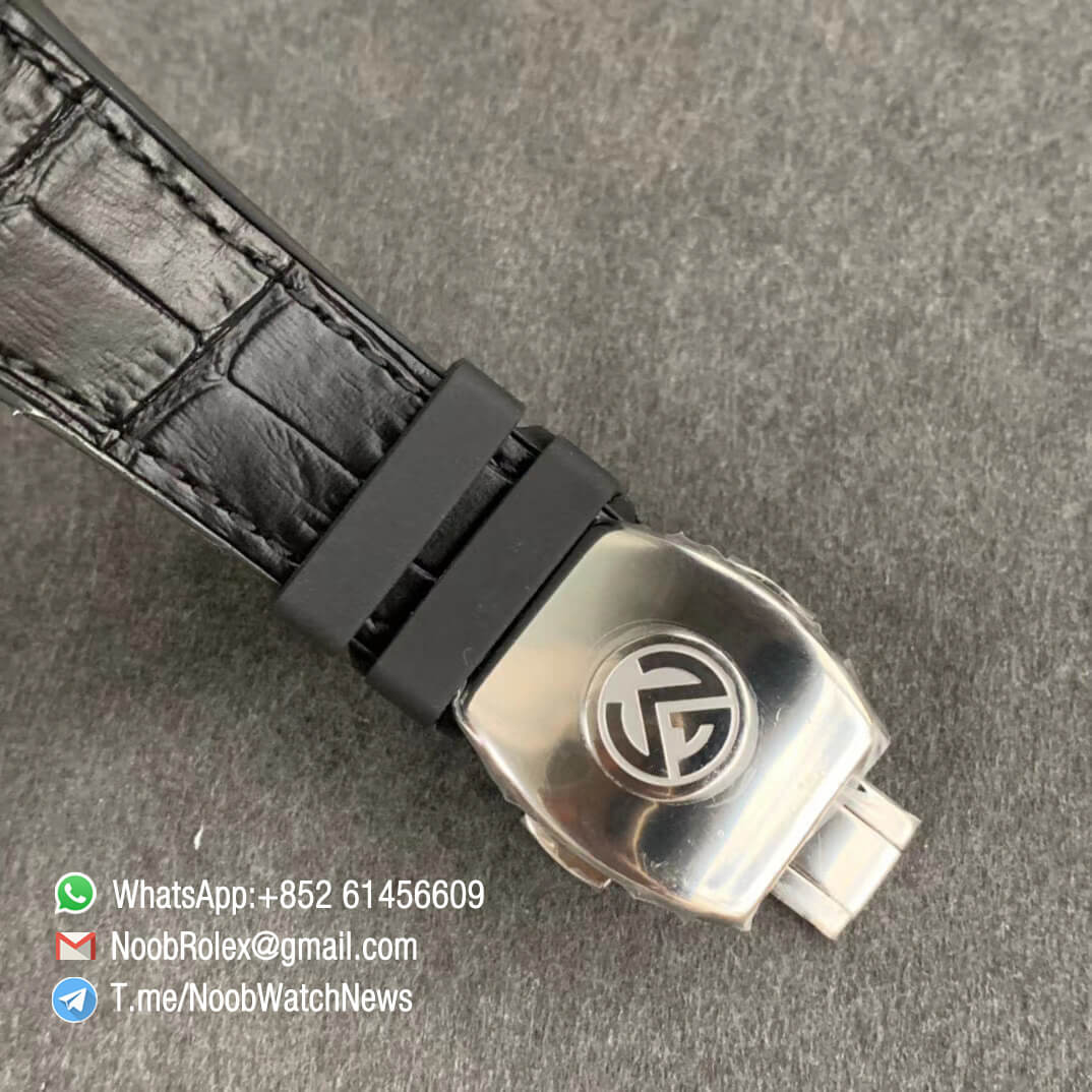Franck Muller Vanguard V45 SC DT Steel Case Grey Dial with luminous Markers Black Leather Strap A2824 Movement ABF Top Quality Replica Watch 06