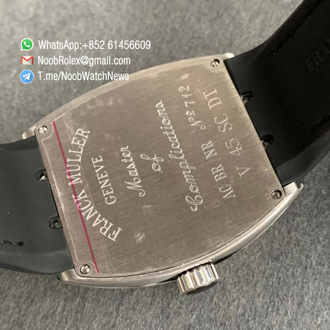Franck Muller Vanguard V45 SC DT Steel Case Grey Dial with luminous Markers Black Leather Strap A2824 Movement ABF Top Quality Replica Watch 08