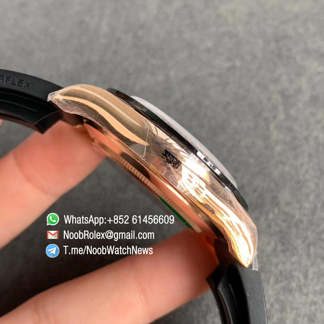 Noob Watch Rolexes Daytona 116515 Rose Gold Case Rose Gold Dial with Black Sub Dial on Black Rubber Strap SA4130 V3 05