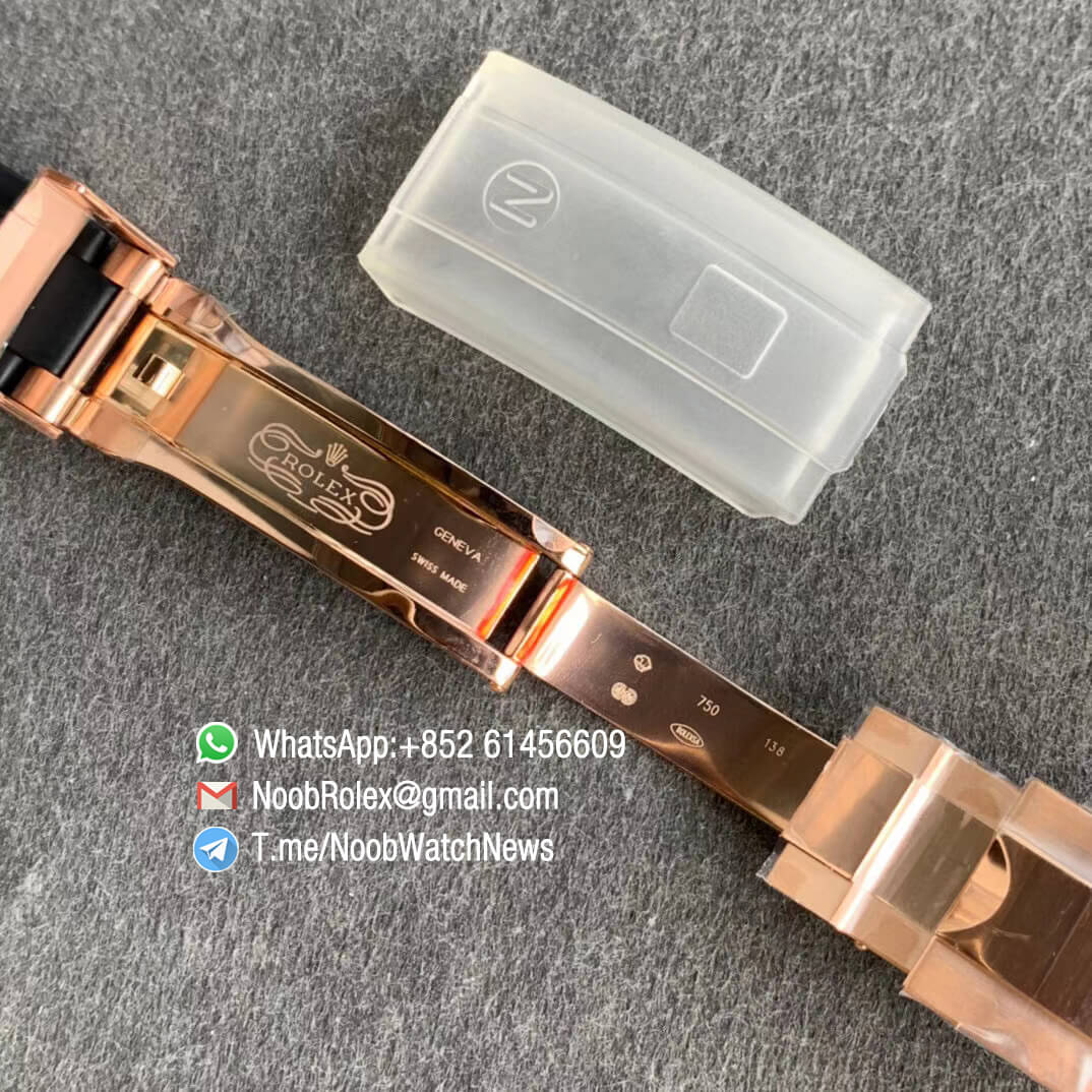 Noob Watch Rolexes Daytona 116515 Rose Gold Case Rose Gold Dial with Black Sub Dial on Black Rubber Strap SA4130 V3 07