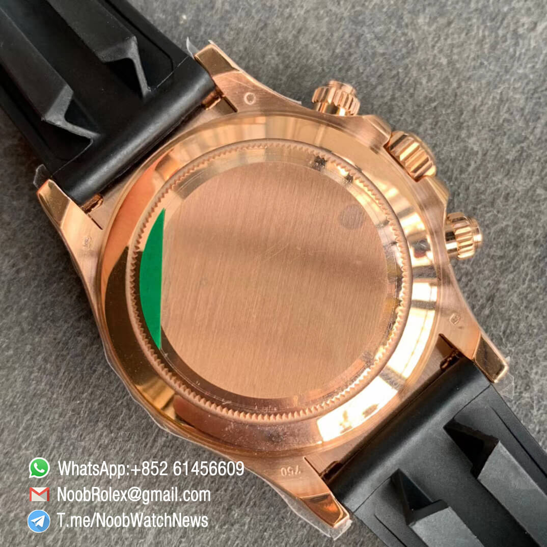 Noob Watch Rolexes Daytona 116515 Rose Gold Case Rose Gold Dial with Black Sub Dial on Black Rubber Strap SA4130 V3 08
