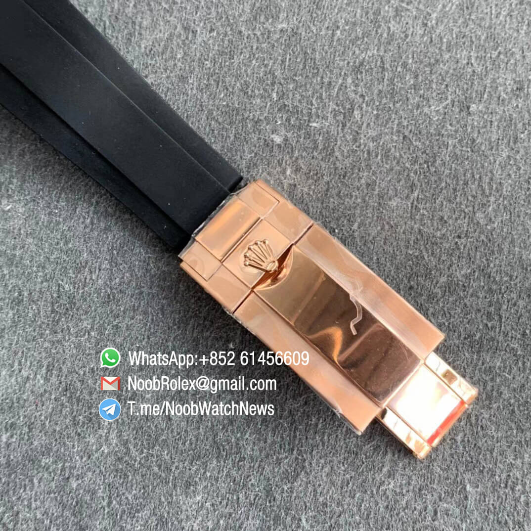 Noob Watches Rolex Daytona 116515 Chocolate Dial Black Sub DialLume Markers on Black Rubber Strap SA4130 V3 07