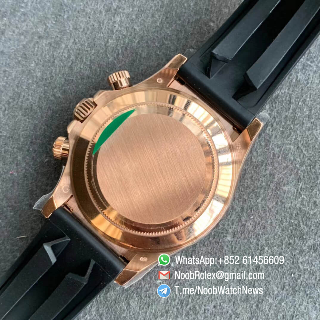 Noob Watches Rolex Daytona 116515 Chocolate Dial Black Sub DialLume Markers on Black Rubber Strap SA4130 V3 10